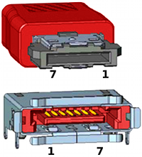 image of 7 pin eSATA connector (male + female)